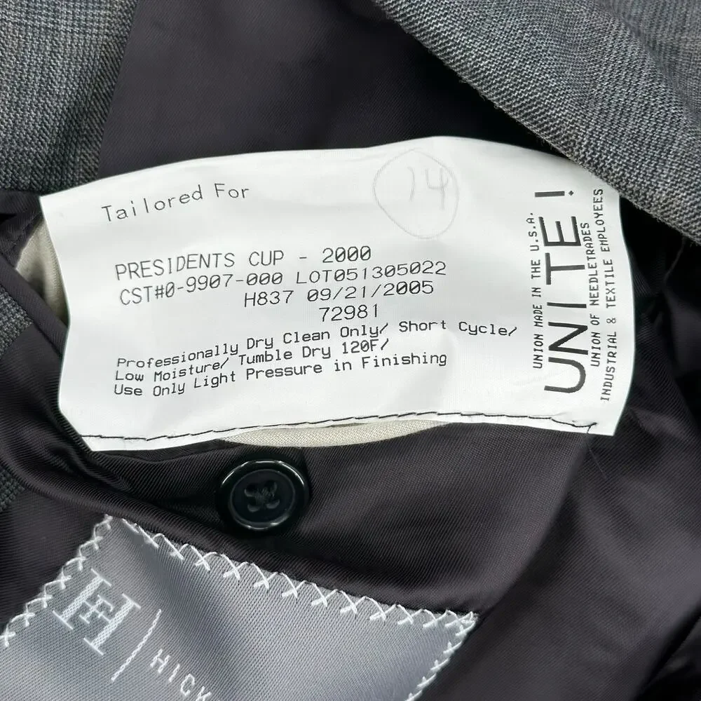Vintage Hickey Freeman Suit Jacket Mens 44R Gray Loro Piana Tasmanian Super 130s